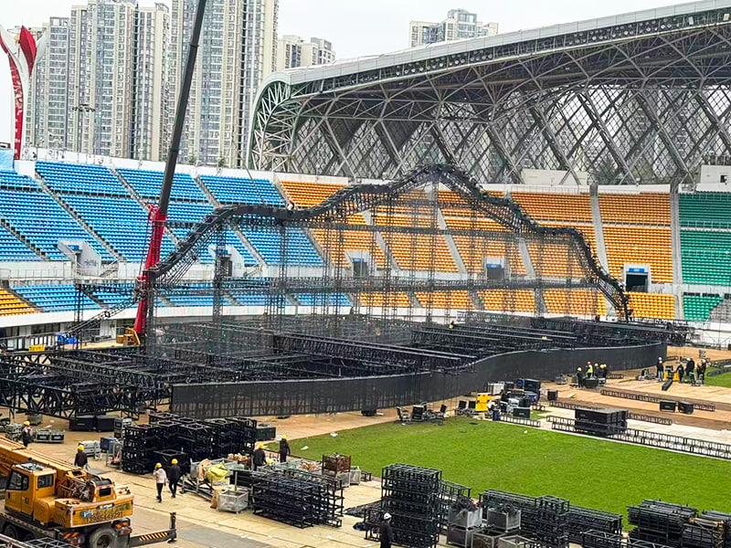 Estrutura de suporte para palco de concerto