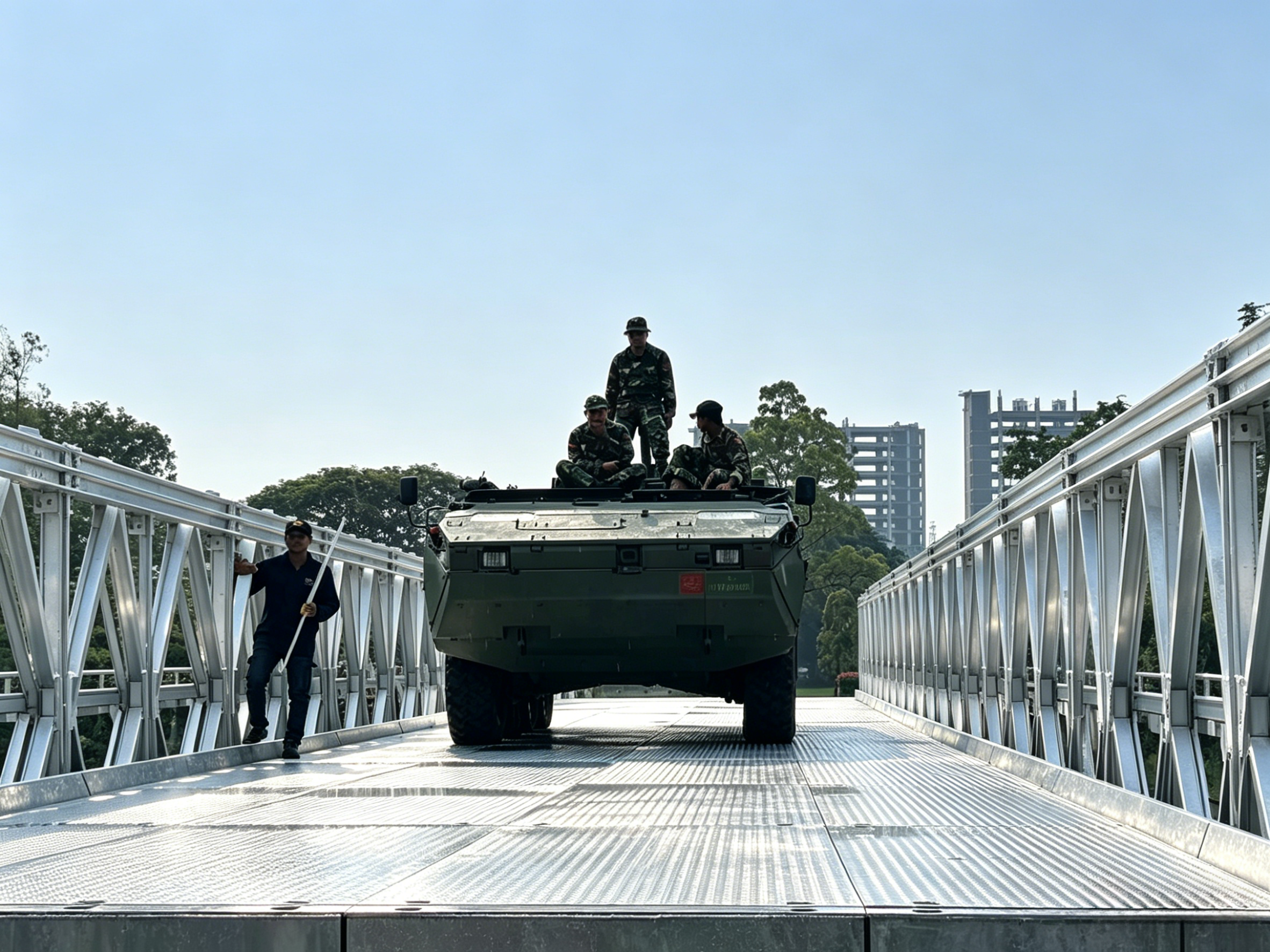 Ponte Bailey galvanizada tipo 200 reforçada de camada única e fileira dupla da Indonésia
